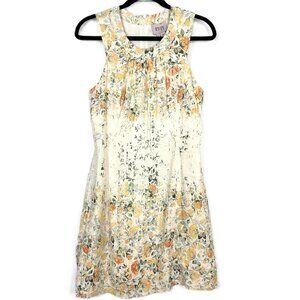 Marchesa Rose Faded Rose Sleeveless Shift Dress Light Yellwow Floral Medium